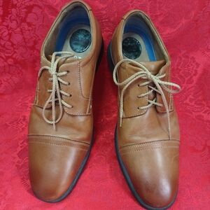 Nunn Bush Men's Tan Leather Oxfords Size 11.5M Comfortable Gel Insole With Lace